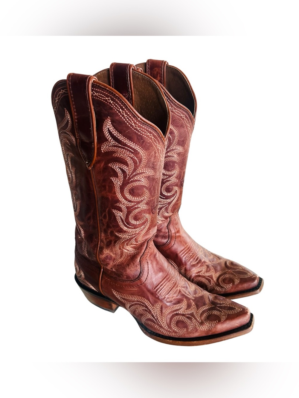 Ariat Hazen Western Cowboy Boots Whiskey Barrel Brown Leather Snip Toe Women 7.5